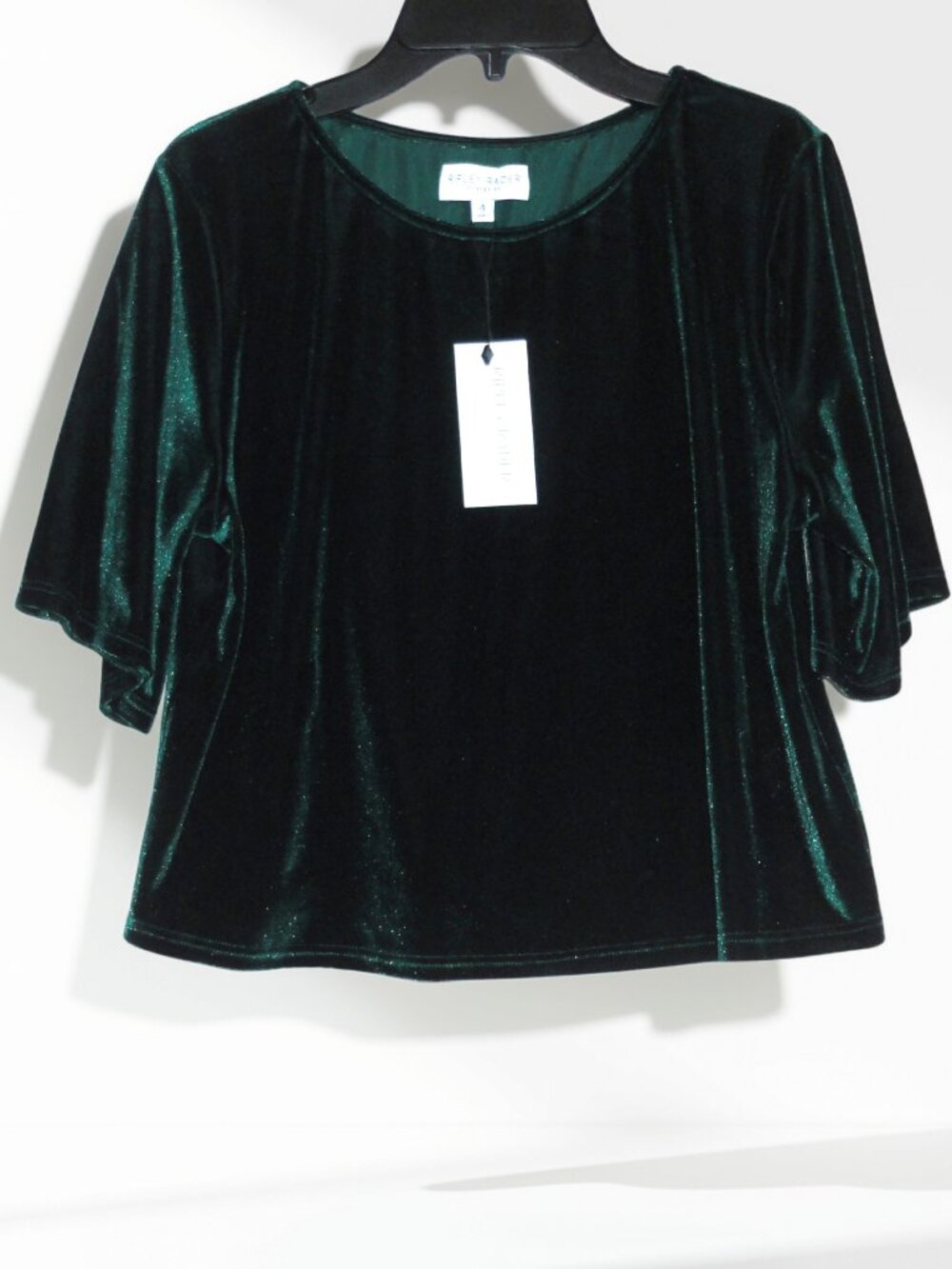 NEW Ripley Rader Size 4 Large Green Velvet Short Sleeve Top